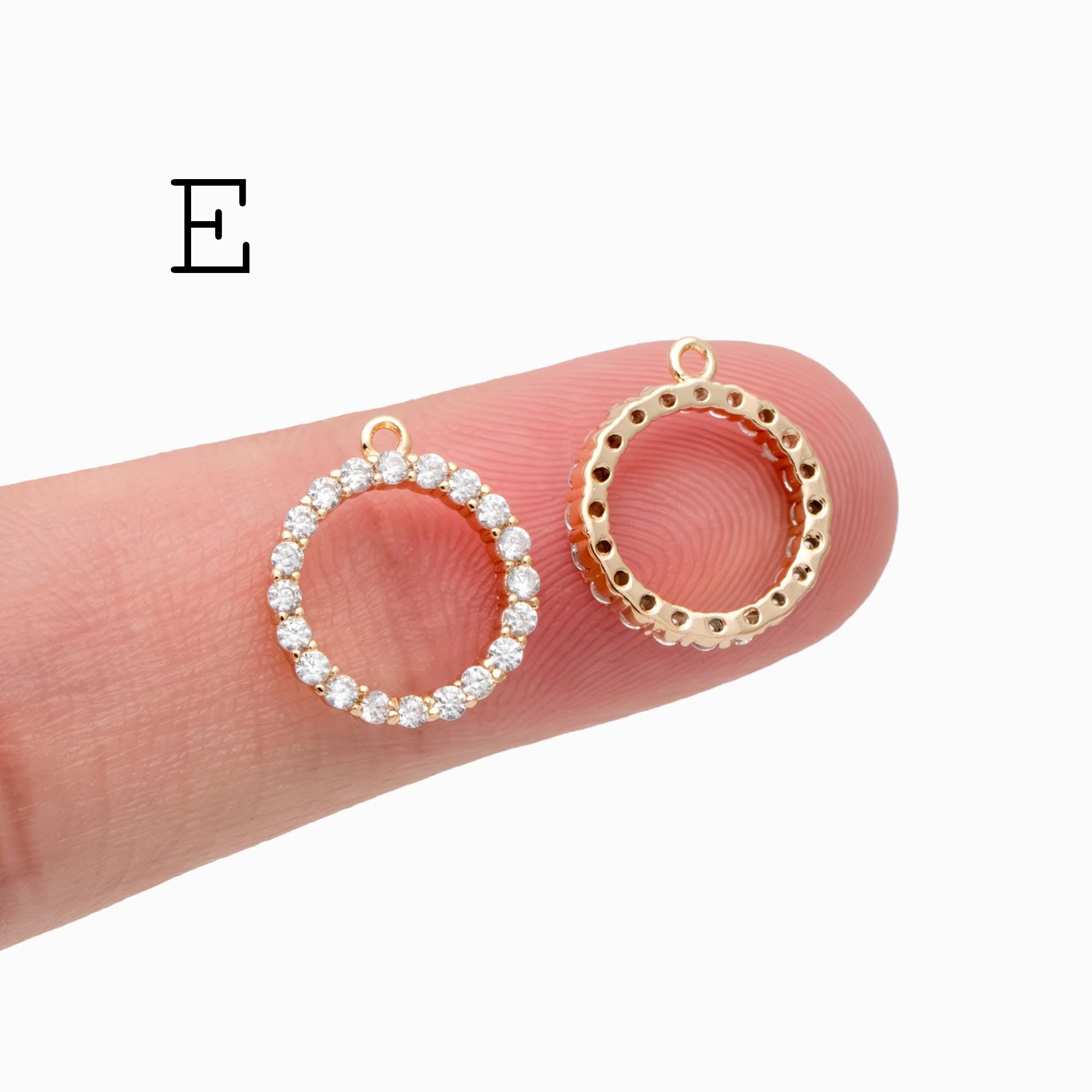 4pcs CZ Pave Gold Geometric Charms, Real Gold plated Brass, Earring Charm Connectors (GB-376)